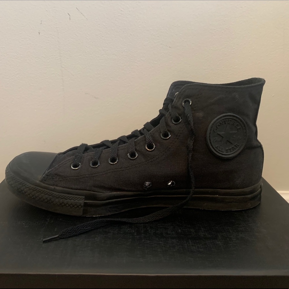 RARE Black/Black Converse High Tops Size 11